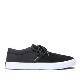 Supra Mens CUBA Low Top Shoes Black/White | US-71161